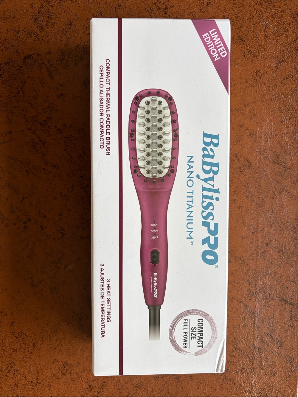 BaBylissPRO Nano Titanium Compact Thermal Paddle Brush - Magenta